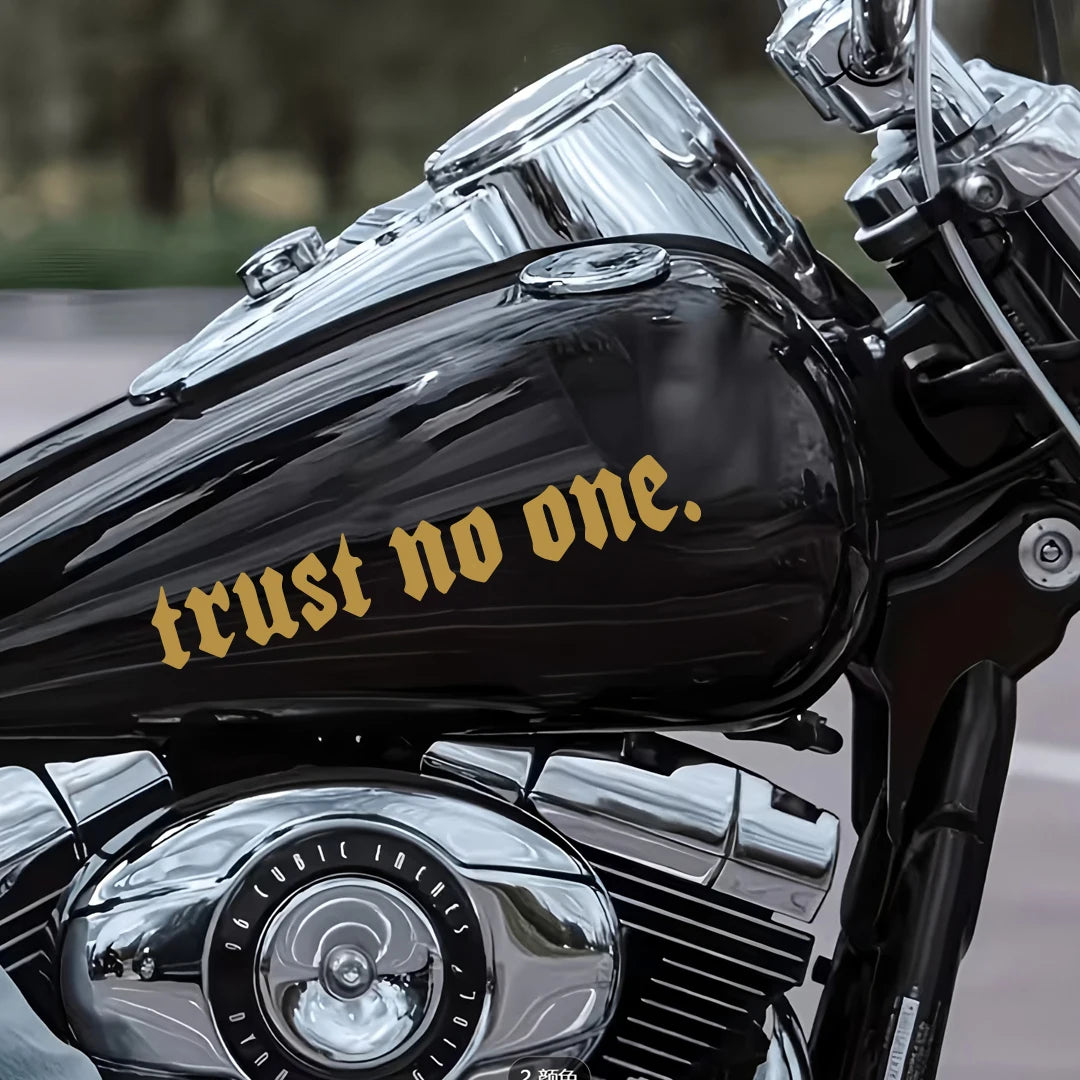 Edgy Trust No One Gothic Vinyl Car Sticker, Durable Weatherproof Quote Decal for Car Window, Fuel Tank, Door, Dark Auto Decor