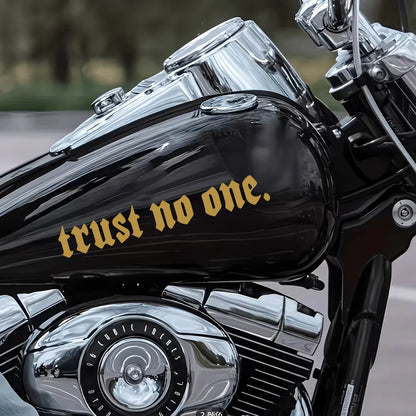 Edgy Trust No One Gothic Vinyl Car Sticker, Durable Weatherproof Quote Decal for Car Window, Fuel Tank, Door, Dark Auto Decor