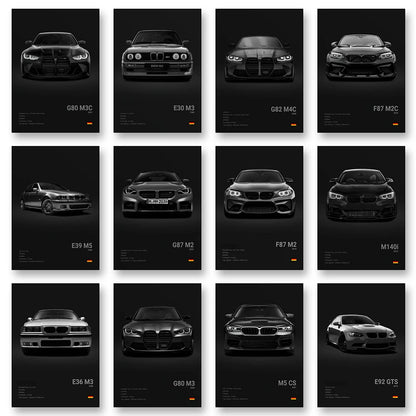2-A1 Famous Cars G80 M3C Canvas Wall Art Print Poster E30 M3 Z8 Decorative Mural Modern Home Decor Birthday Gift Unframed