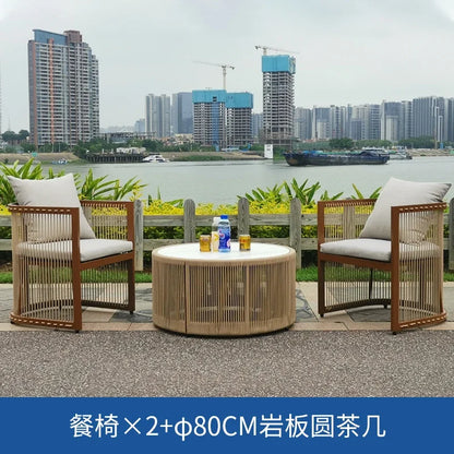 YFY  outdoor rattan sofa courtyard open-air hotel leisure dining chair garden waterproof coffee table combination