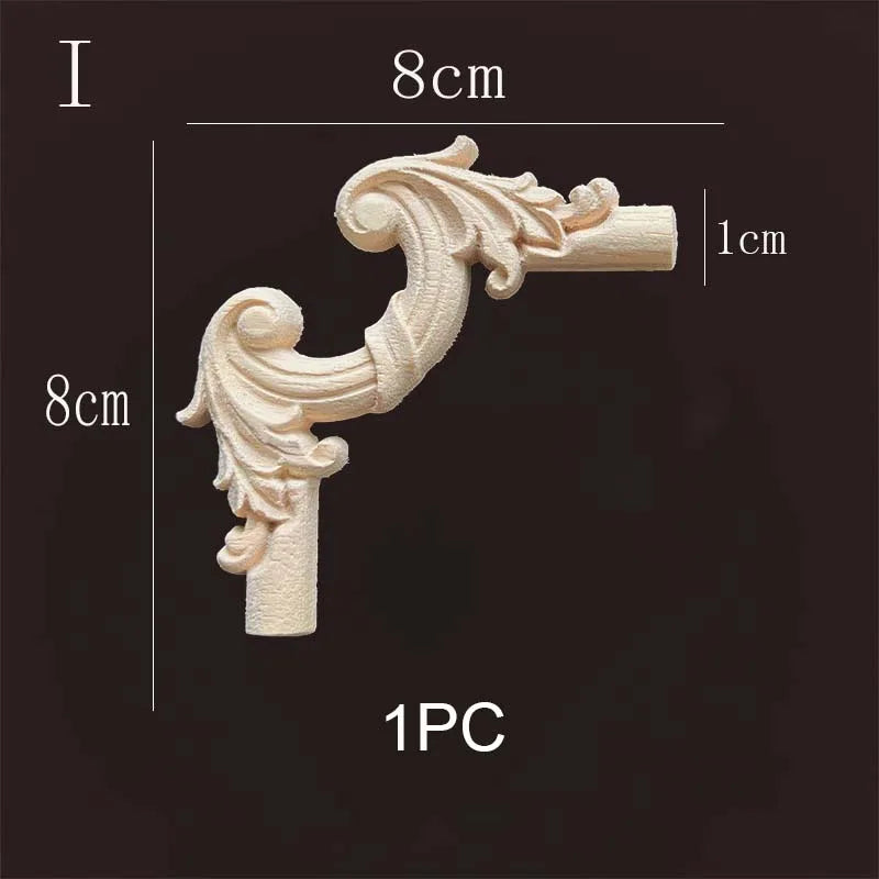 Natural Wood Corner Onlay Moldling European Style Home Decor Background Wall Applique Carved Figurine Living Room Decoration