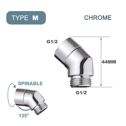 G1/2 Elbow Adapter Shower Head Female and Male Thread Rainfall Shower Handheld Shower Connector Angle 90° 135° Accessory