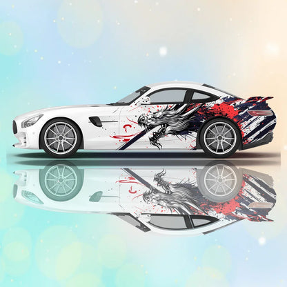Line Japanese Dragon Splash Car Vinyl Wraps Decal PVC Anti Scratch Sticker Suitable for Trucks SUV Decor Auto Accessories Gift