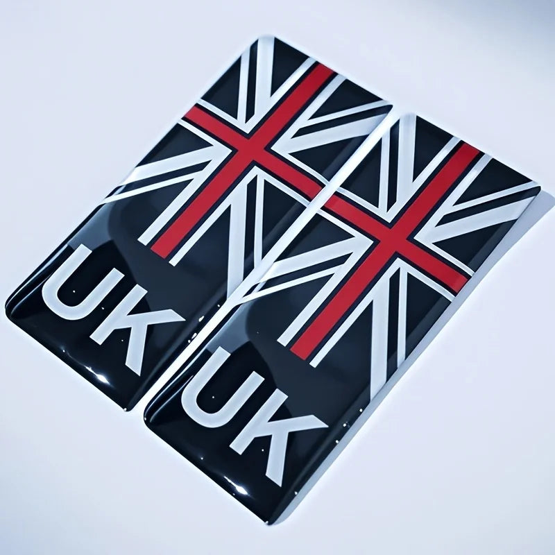2pcs UK Flag Union GB England Sticker Emblem License Number Plate Sticker Decal Badge Road United Kingdom Union Flag Sticker