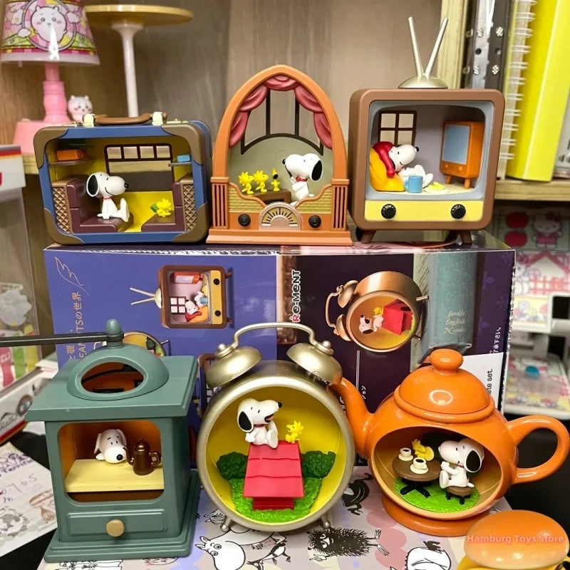 Re-Ment Snoopy Antique Diorama Collection Diorama Desktop Ornament Miniatures Models Original  Trendy Toys Gifts