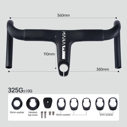 MANA AERO Ultra-Light Carbon Fiber Aero Handlebar - Integrated Cable Routing Superlight Aerodynamic for Road Bike Cycling