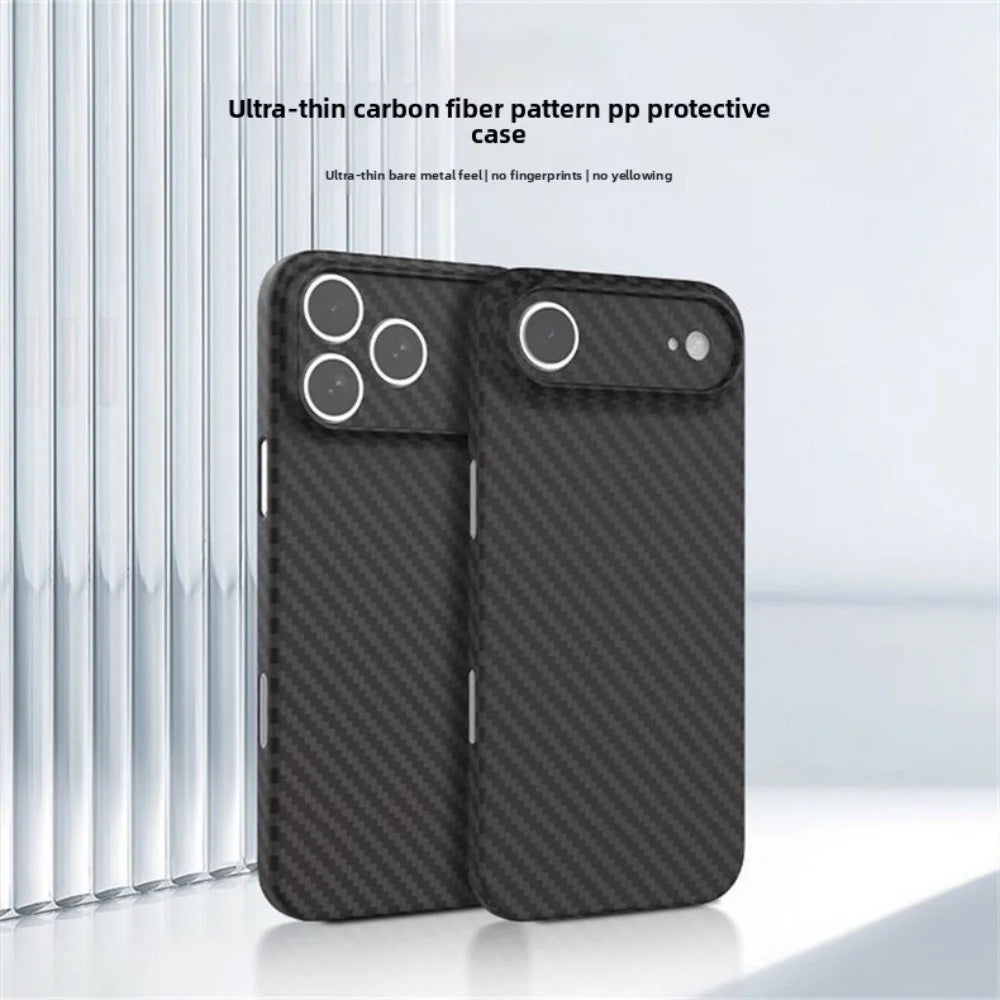 Business 1500D Carbon Fiber Lines TPU Phone Case for IPhone 18 Pro Max AIR 17 E Luxury Ultra-Thin Rugged Protect Cover Shell