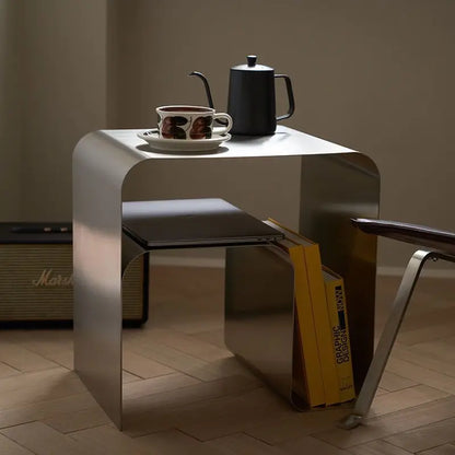 Nordic Stainless Steel Tea Table Minimalist Bedside Nightstand Modern Sofa Corner Accent Table for Bedroom Coffee Desk