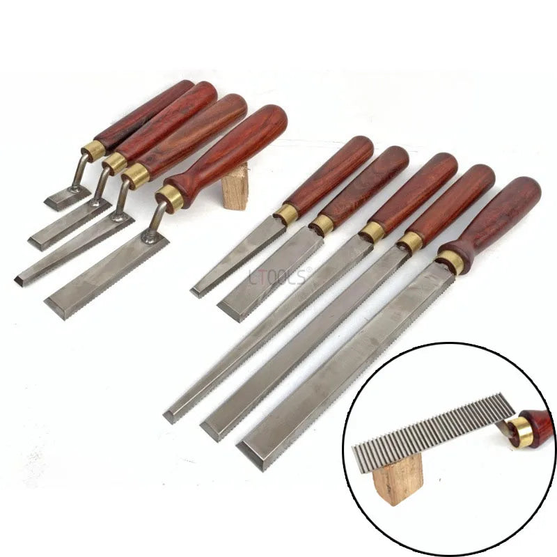 White Steel Flat Bottomed File Wooden Groove Polishing Special High Foot File Knife Set Woodworking Handmade Fine Polishing File