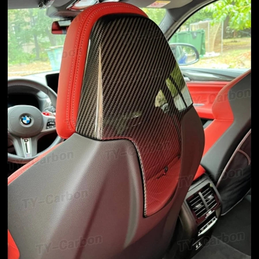 Dry Carbon Fiber Car Inner Seat Back Covers Trims For BMW G80 M3 G82 M4 G87 M2 G42 F97 X3M F98 X4M 2020+ Back Seat Shell Trim