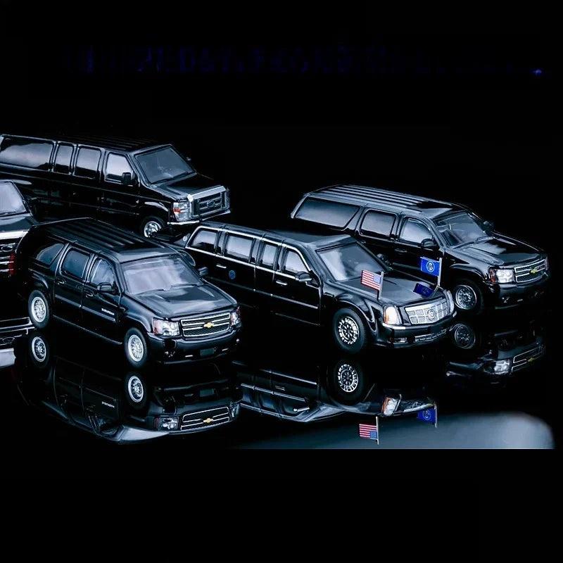 596 1:64 HEC Exhibition Edition Presidential Car Set Security Team in stock Real picture Alloy die-cast simulation car model