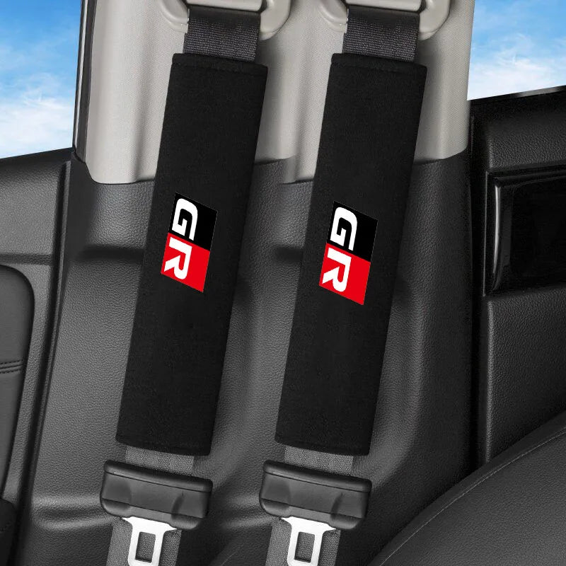 2Pcs Car Seat Belt Cover Suede Fluff Breathable Protection Pad For GR Sport Gazoo Racing RAV4 C-HR RZ Yaris Mark x Prado