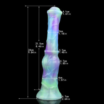 FAAK Colorful Silicone Ribbed Fantasy Horse Knot Dildo with Suction Cup Anal Sex Toys Soft Girthy Huge Fake Penis for Women