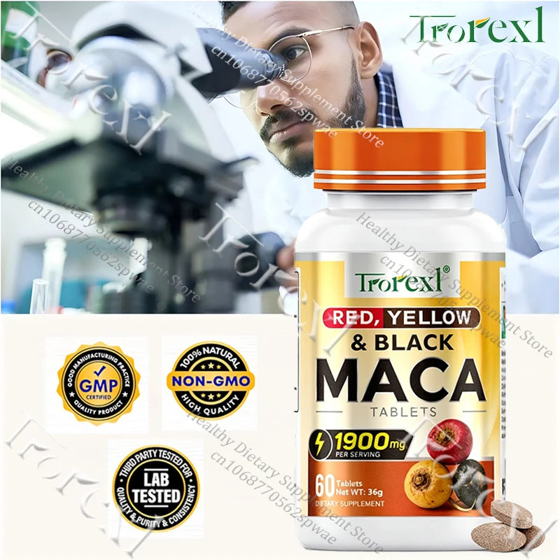 Natural Maca Root Tablets-Supports Vitality & Physical Performance, Balances Hormone, Overall Wellness