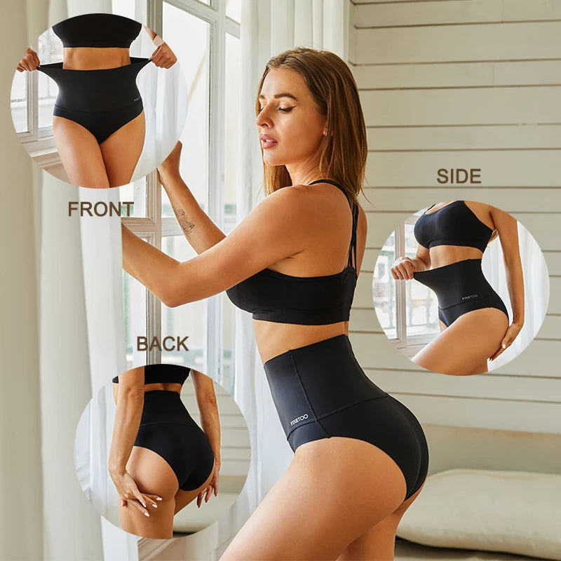 2Pcs/Set High Waist Panties Women Body Slimming Underwear Breathable Comfortable Briefs Solid Briefs  Breathable Lingerie