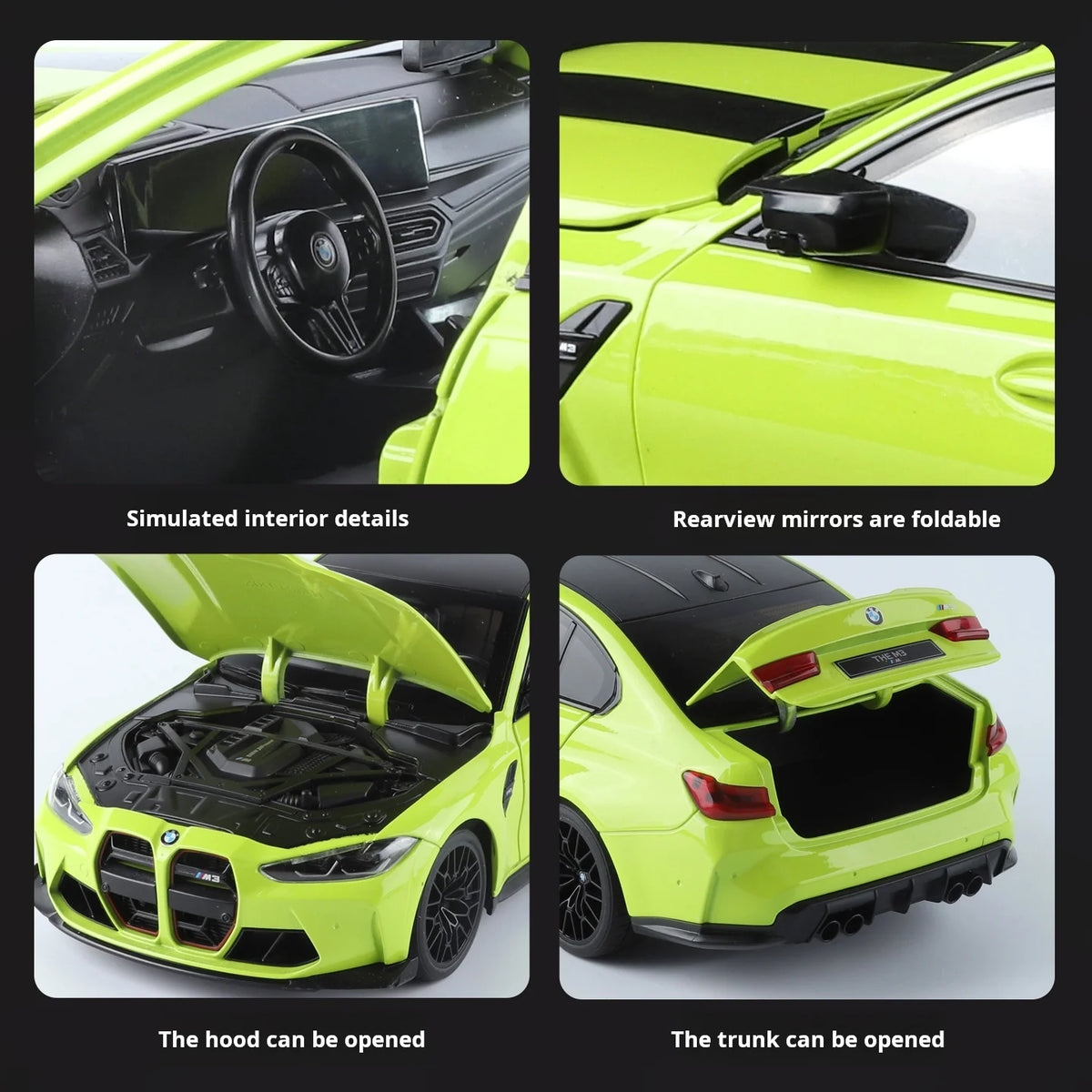 1:18 BMW M3 Model Car Exquisite Simulation Alloy Diecast Model High-Performance Coupe Pull Back Toy Car Collectible Decoration