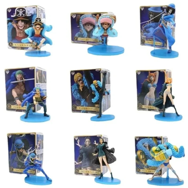 20th Anniversary One Piece Anime Figure Blue Ver.Luffy Zoro Chopper Sanji Robin Franky Usopp Nami Brook Action Figure Model Toy