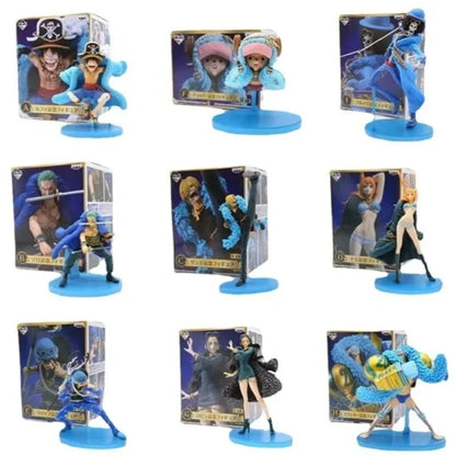 20th Anniversary One Piece Anime Figure Blue Ver.Luffy Zoro Chopper Sanji Robin Franky Usopp Nami Brook Action Figure Model Toy