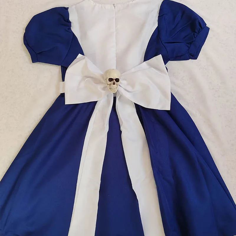 Women's Anime Alice Cosplay Costume with Necklace Alice Dress Maid Apron for Halloween Game Madness Returns Theme Girls' Outfit