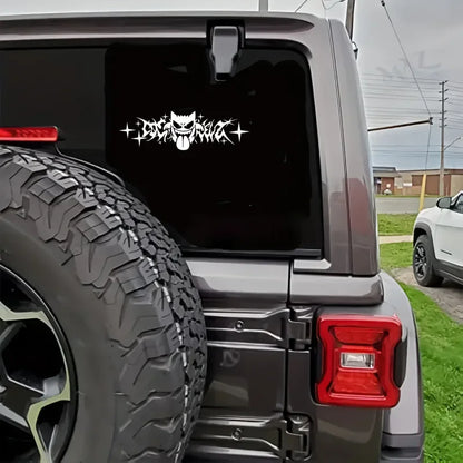 Anime Vinyl Car Decal - Fade-Resistant Sticker for Glass & Metal Surfaces - Black & White Cartoon Design with Stars & Sparkles