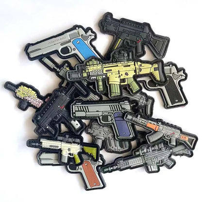 3D PVC Rubber Morale Patches Mini Pistol, Rifle Army Badge Stickers, Military Tactical Patch With Hook For Backpack