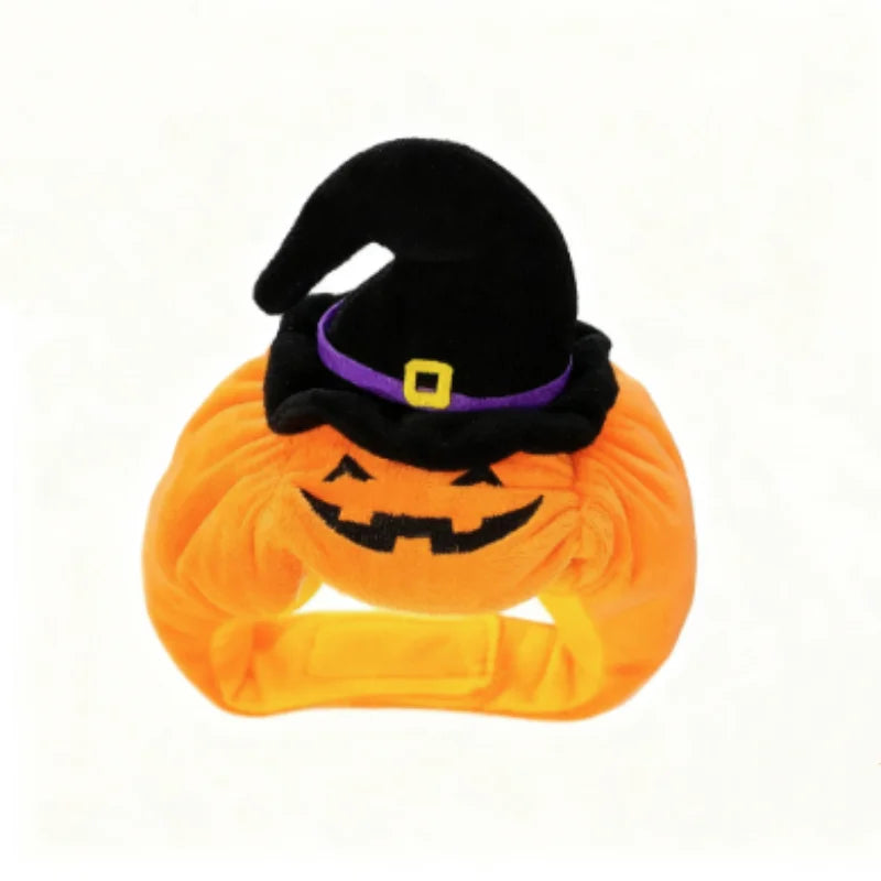 Halloween Pumpkin Plush Pet Hat - Cute Cat Dog Woven Warm Headdress for Kitten Puppy Cosplay Costume Accessory