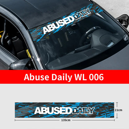 Abuse Daily Car Front and Rear Windshield Stickers Waterproof Sunscreen Windscreen Banner Decal Window Sticker Accessories