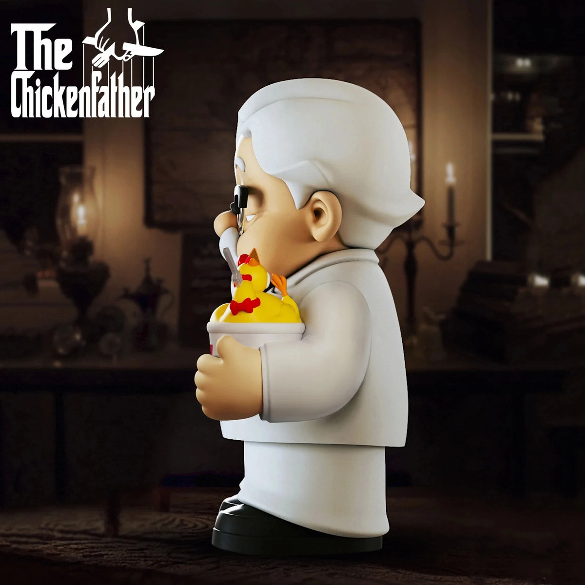 10cm/3.94in The Chicken Father Figure Fried Chicken Godfather PVC Model Statue Collection Ornaments Toys Birthday Gift