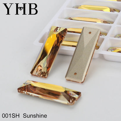 YHB Top Quality Cosmic Baguetee Glass Crystal AB Moonlight Sewing Stones Flatback Sew on Rhinestones For Garment Clothes Bags