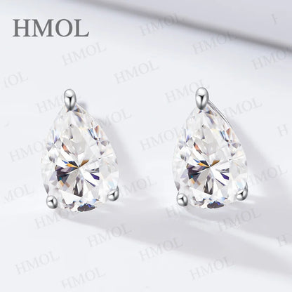 Lab Beads Stud Earring Moissanite 925 Silver Earrings 0.5/1/2/3Carat Pear Cut Water Drop Shape GRA Certificates For Women Party
