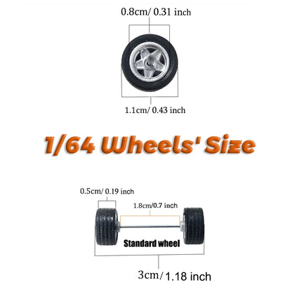 1/64 RLC Premium Wheels with Rubber Slick Tires for 10 Spokes Model Car Refitting Parts D:11mm (1 Set)