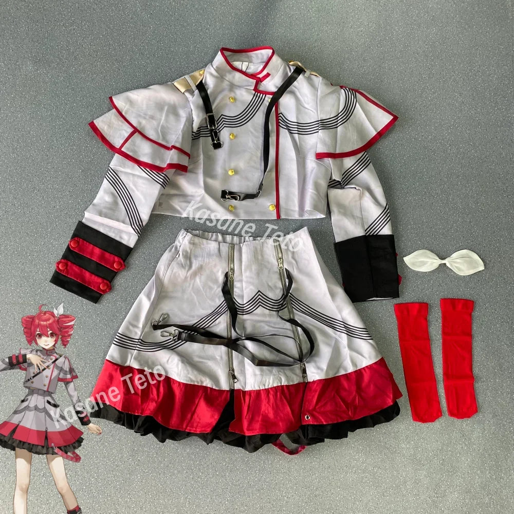Kasane Teto Cosplay Costume Kasane Teto Uniform Kasane Teto Costumes Masquerade Women Costume and Wig