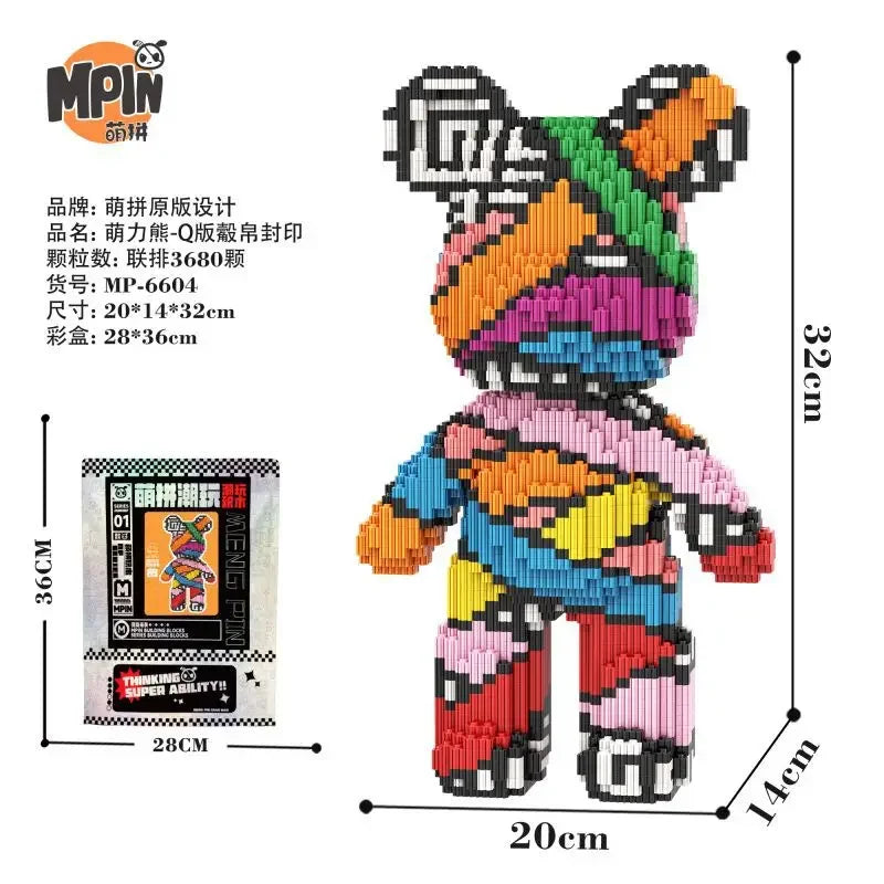 Weeding Bear Building Block Art Cake Bear Eternal Heart Bouquet Bear Ornament DIY Assembly Mini Brick Figure for Birthday Gift