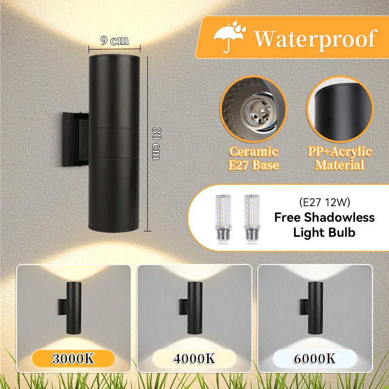 Outdoor Wall Light IP65 Waterproof Wall Lamp Replaceable E27 Bulb Gate Garden Balcony Living Room Decorative Lights