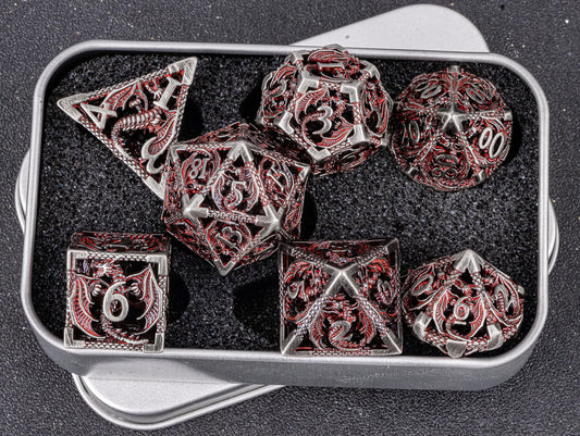 DND Dice Set Metal Dice Dungeons and Dragons Dice Gift Polyhedral Dice Set, Role Playing Dice D20 Hollow Polyhedral Dice Set