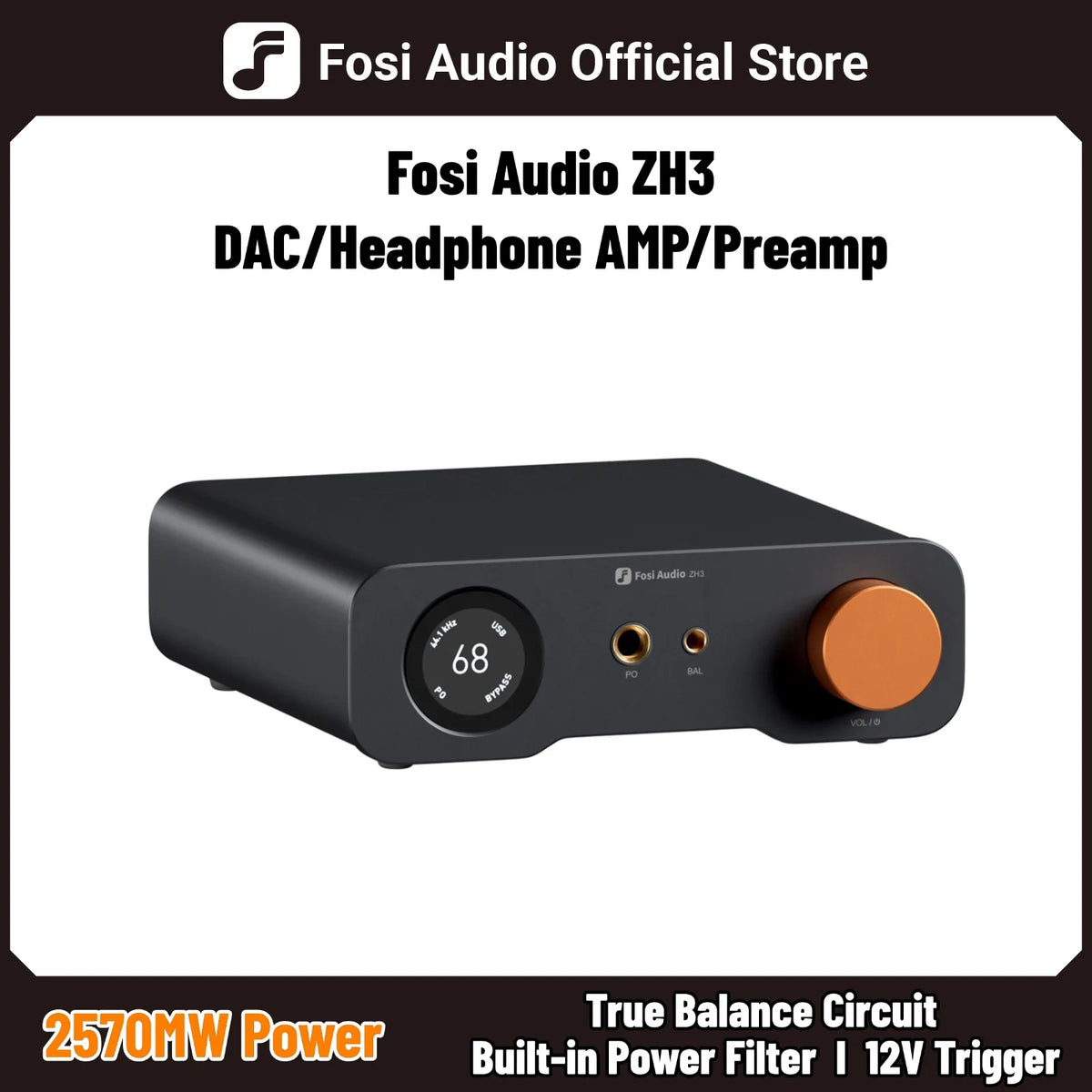 Fosi Audio ZH3 HIFI Headphone Amplifier AKM4493SEQ Desktop DAC Fully Balanced Preamp with Remote 12V Trigger Input