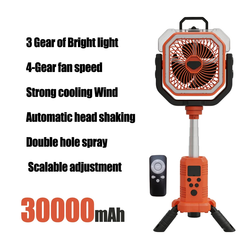 Multifunctional Outdoor Camping Fan 6L Water Tank Spray , Lighting, Hook, Cool Mist Spray, Remote Control, for Hot Summer Nights