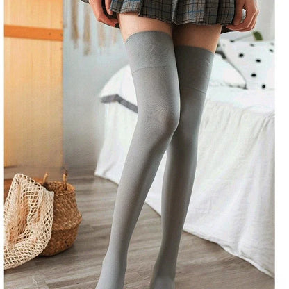 High-Quality Glue Dispensing Anti Slip Over Knee Long Socks Compression Women Knee High Hosiery Anti Pilling Female JK Stockings
