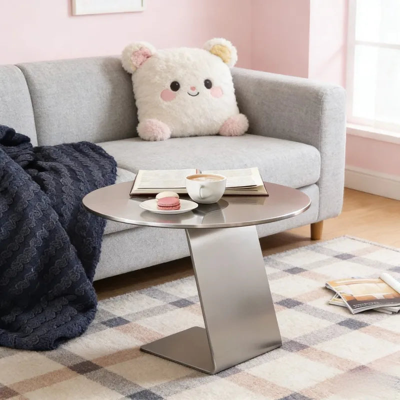 Luxury Industrial Round Side Table Stainless Steel Coffee Tables Creative Tea Table Commercial Milk Tea Shop Cafe Dining Tables