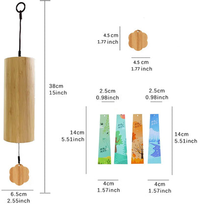 Hluru Bamboo Windchime Furin Wind Chime 8 Notes Rod Chord Crafted Bell for Outdoor Garden Decor Patio Home Zen Decoration