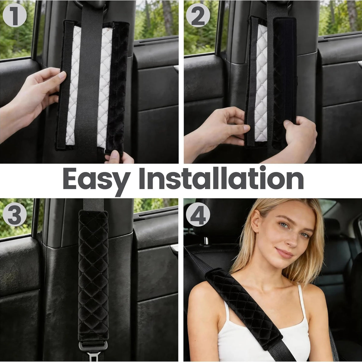 2 Pcs Seat Belt Cover, Soft Shoulder Pad for Comfortable Driving Compatible with All Cars SUV Trucks Backpack Strap Black
