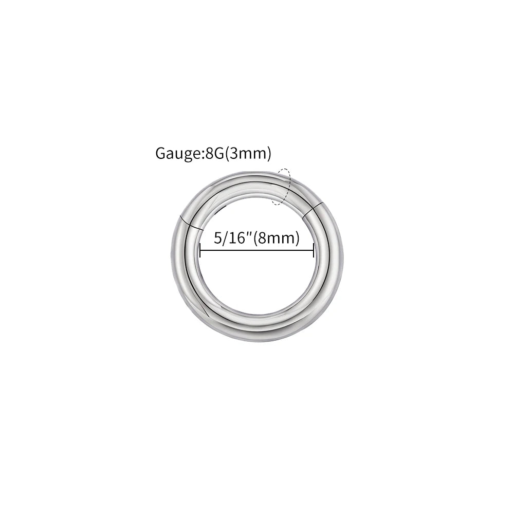 Right Grand ASTM F136 Titanium Large Gauge 6G 8G 10G Single Hinged Clicker Segment Hoop Ring Septum Nose Piercing