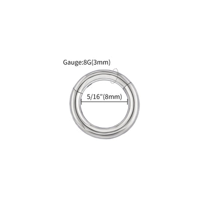 Right Grand ASTM F136 Titanium Large Gauge 6G 8G 10G Single Hinged Clicker Segment Hoop Ring Septum Nose Piercing