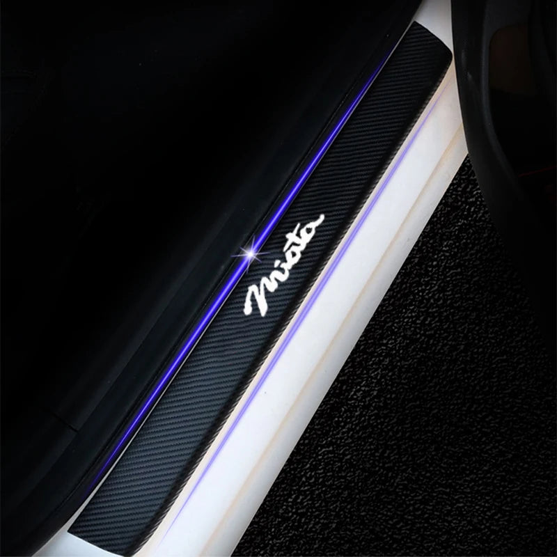 For  Mazda Miata Door Threshold Plate Car Door Sill Step Plate Carbon Fiber Pu leather Car-Styling