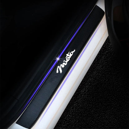 For  Mazda Miata Door Threshold Plate Car Door Sill Step Plate Carbon Fiber Pu leather Car-Styling