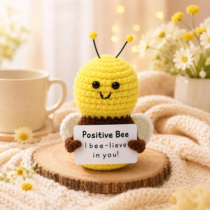 Positive Crochet Handmade Amigurumi Doll Emotional Support Pocket Hug Knit Plant Flower Encouragement Gift for Friends Coworker