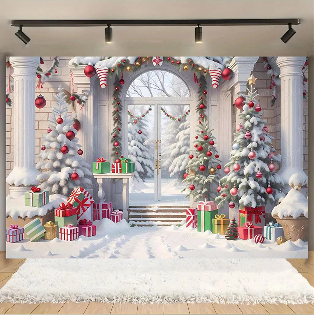 Christmas Glitter Photography Backdrop Street Xmas Gifts Pine Tree Family Portrait Festival Party Studio Photo Background Banner