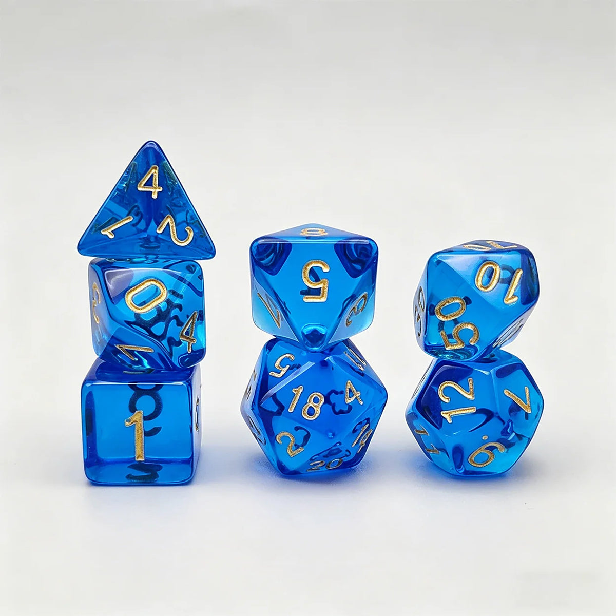 7 pcs Acrylic High-Grade Translucent Gemstone Green Polyhedral Board Game Dice, Classic and Beautiful, Dados