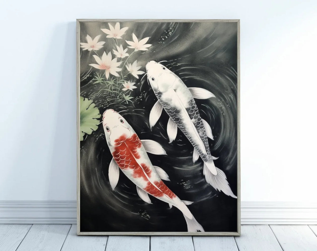 Japanese Zen Lotus Buddha Monk Koi Fish Forest Mountain Poster and Prints Canvas Printing Wall Art Picture for Living Room Decor