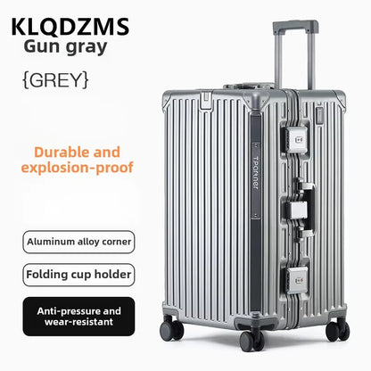 KLQDZMS Aluminum Frame Suitcase 26"29"32 Inch Large Capacity Cart Case Cart Type Travel Bag Women's Password Box Cabin Luggage